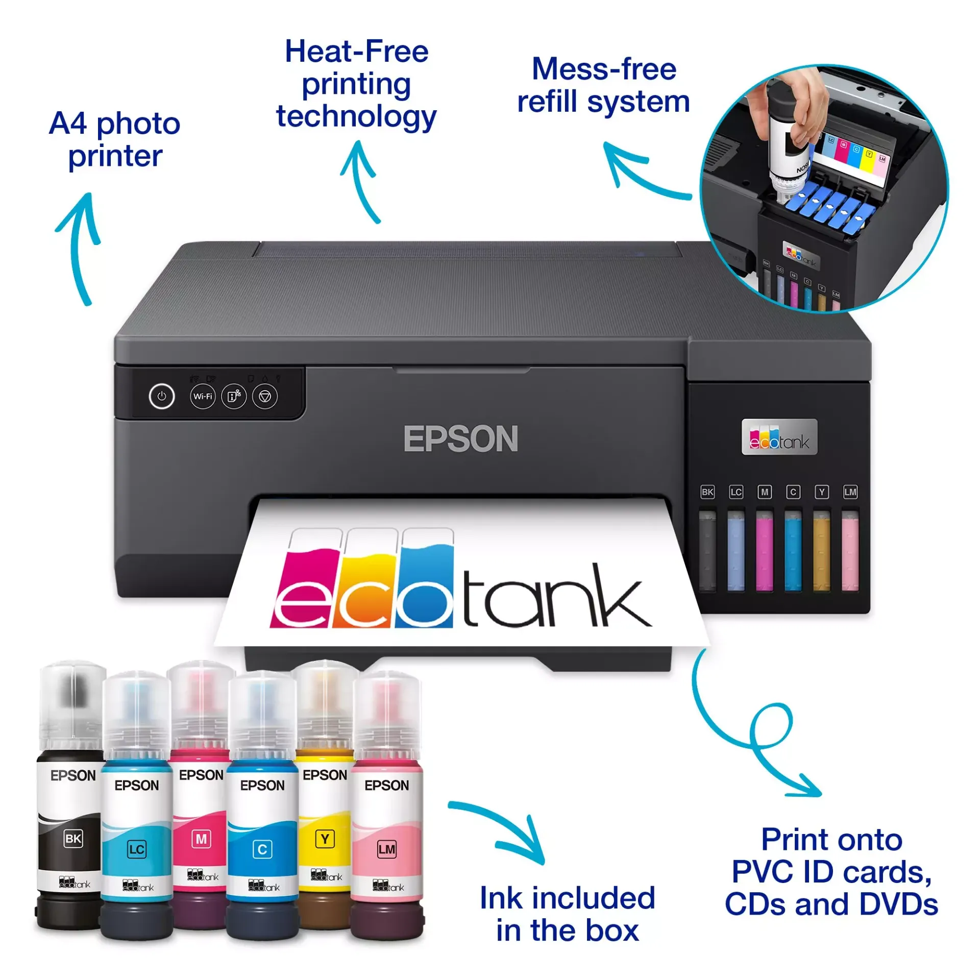 [90015] EcoTank L8050 A4 Wi-Fi Ink Tank Photo Printer